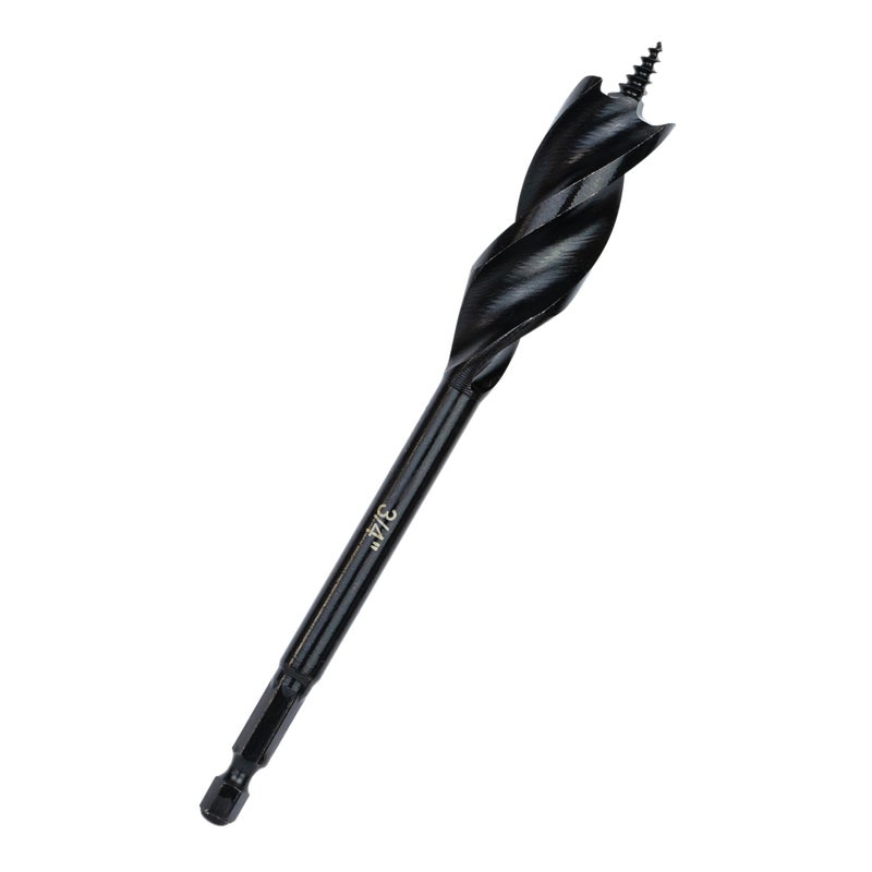 Greycore Tools 3/4 Inch x 6 Inch 3-Flute Auger Bit, Wood Drill Bit for Hard and Soft Wood, 1/4    Quick Change Shank, Woodworking Auger Bits (3/4    x 6    Auger) - Image 4